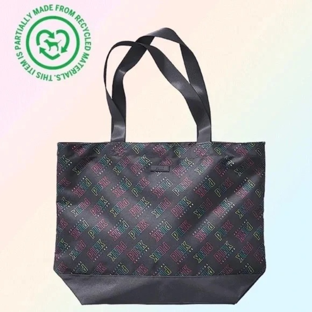 VS Pink Black Weekender Tote with Neon Logos